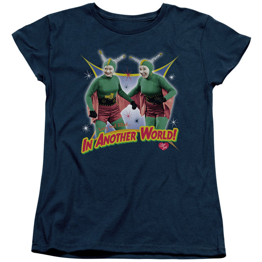 I Love Lucy in Another World Womens T Shirt Navy Blue