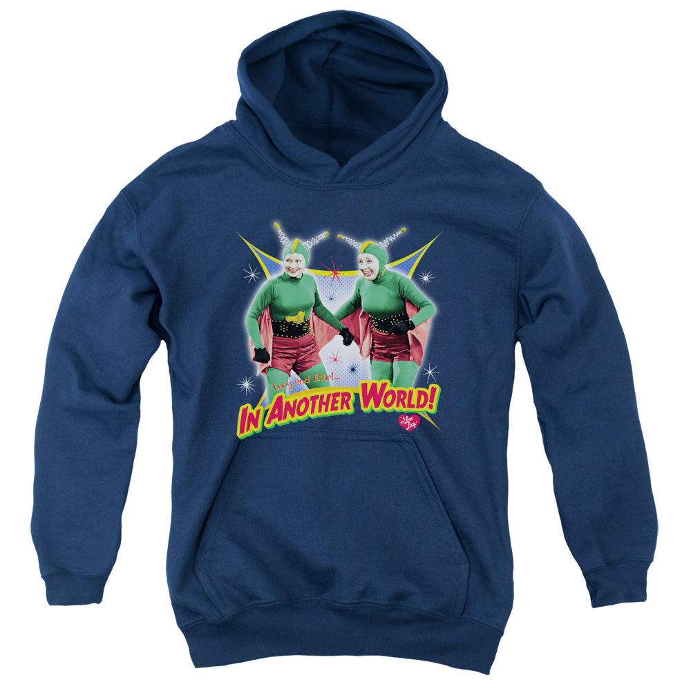 I Love Lucy in Another World Kids Youth Hoodie Navy Blue