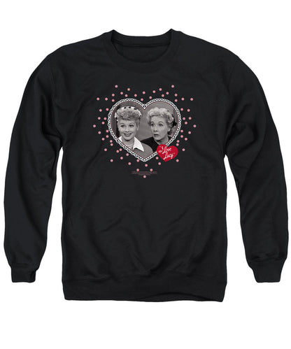 I Love Lucy Hearts and Dots Mens Crewneck Sweatshirt Black