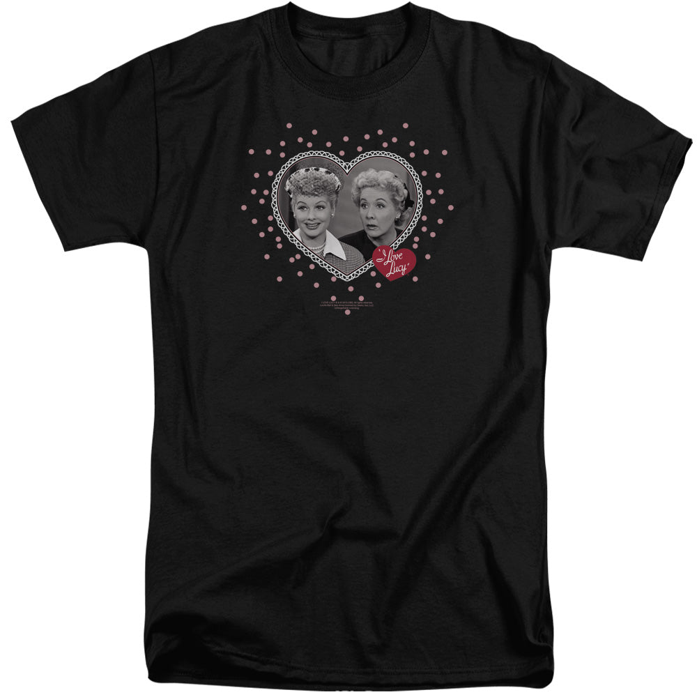 I Love Lucy Hearts and Dots Mens Tall T Shirt Black