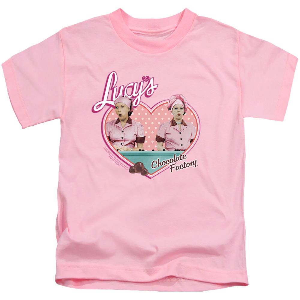 I Love Lucy Chocolate Factory Juvenile Kids Youth T Shirt Pink