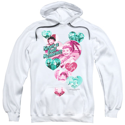 I Love Lucy Never a Dull Moment Mens Hoodie White