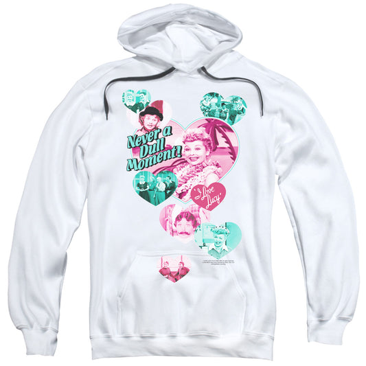 I Love Lucy Never a Dull Moment Mens Hoodie White