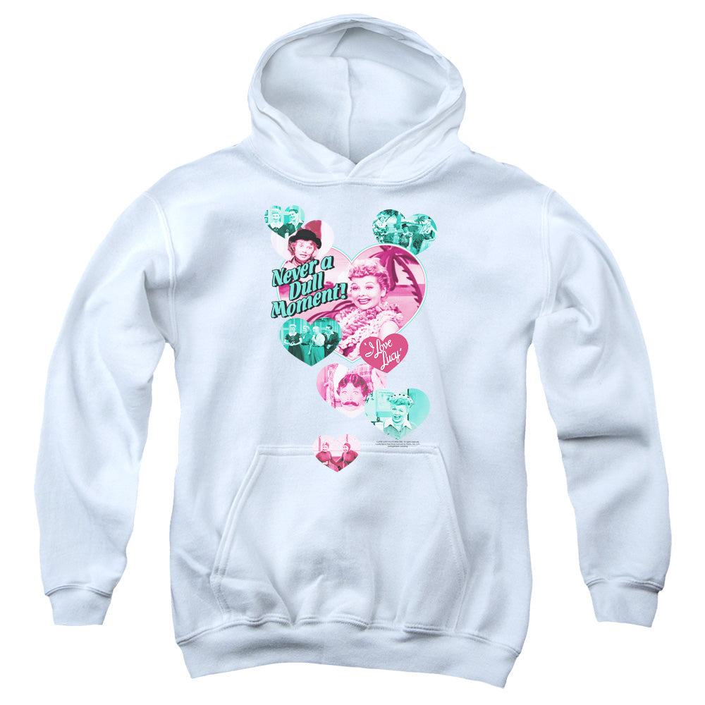 I Love Lucy Never a Dull Moment Kids Youth Hoodie White