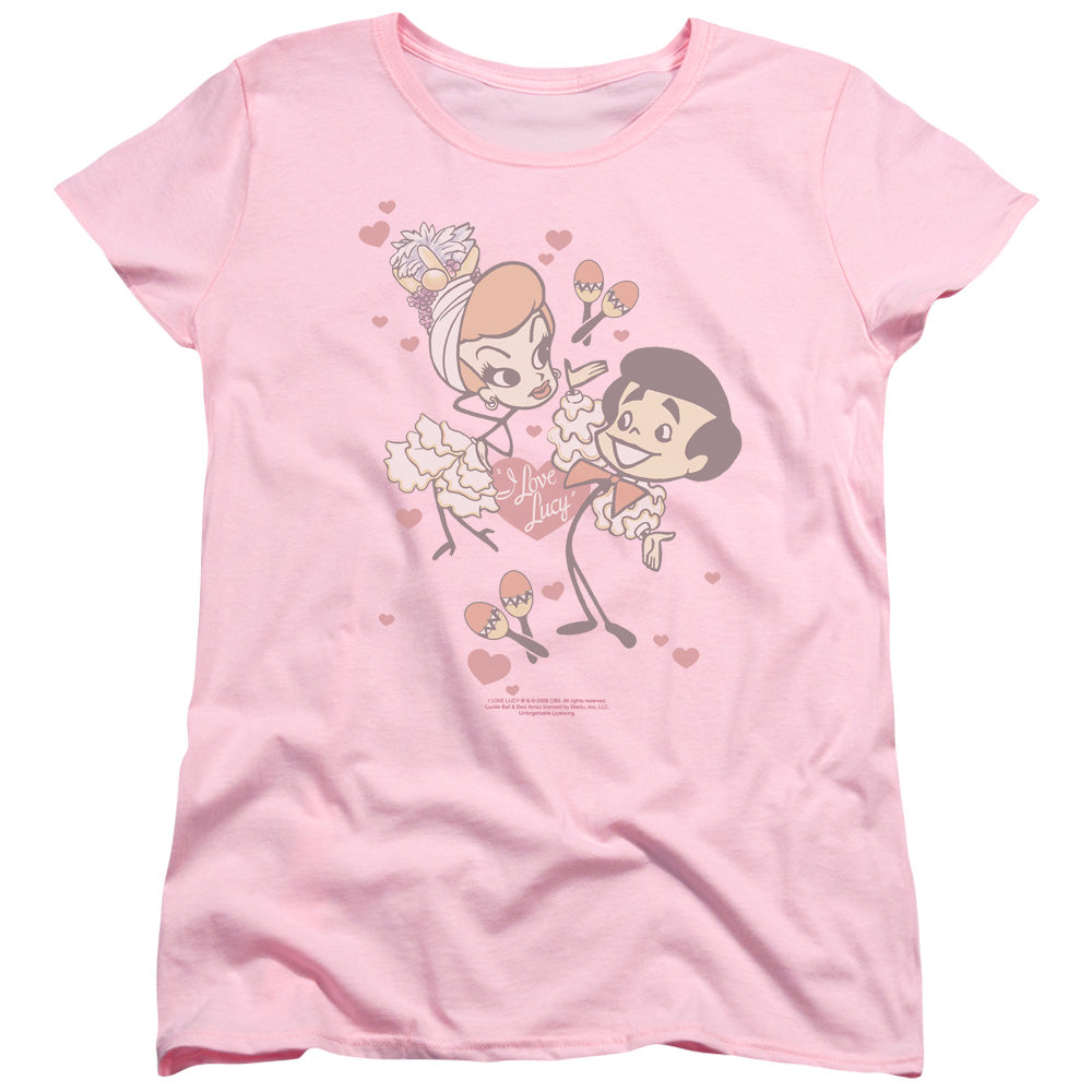 I Love Lucy Rumba Dance Womens T Shirt Pink