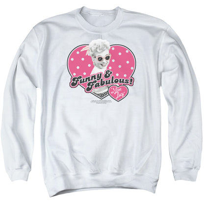 I Love Lucy Funny & Fabulous Mens Crewneck Sweatshirt White
