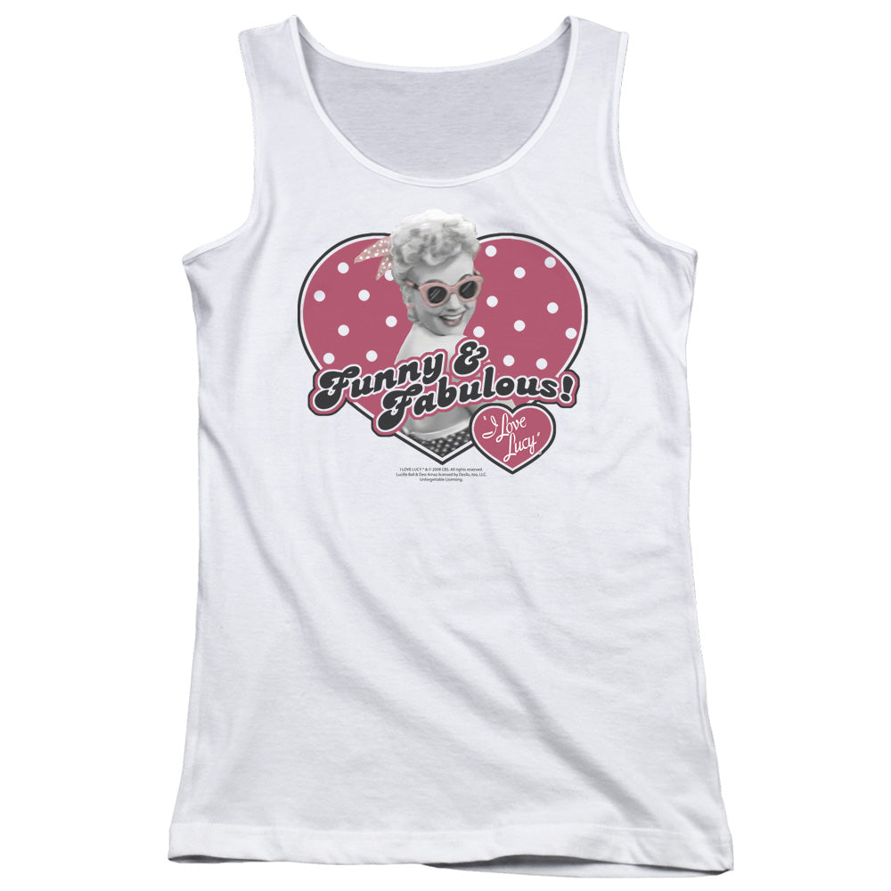 I Love Lucy Funny and Fabulous Womens Tank Top Shirt White