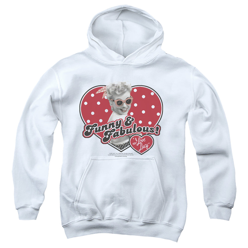 I Love Lucy Funny and Fabulous Kids Youth Hoodie White