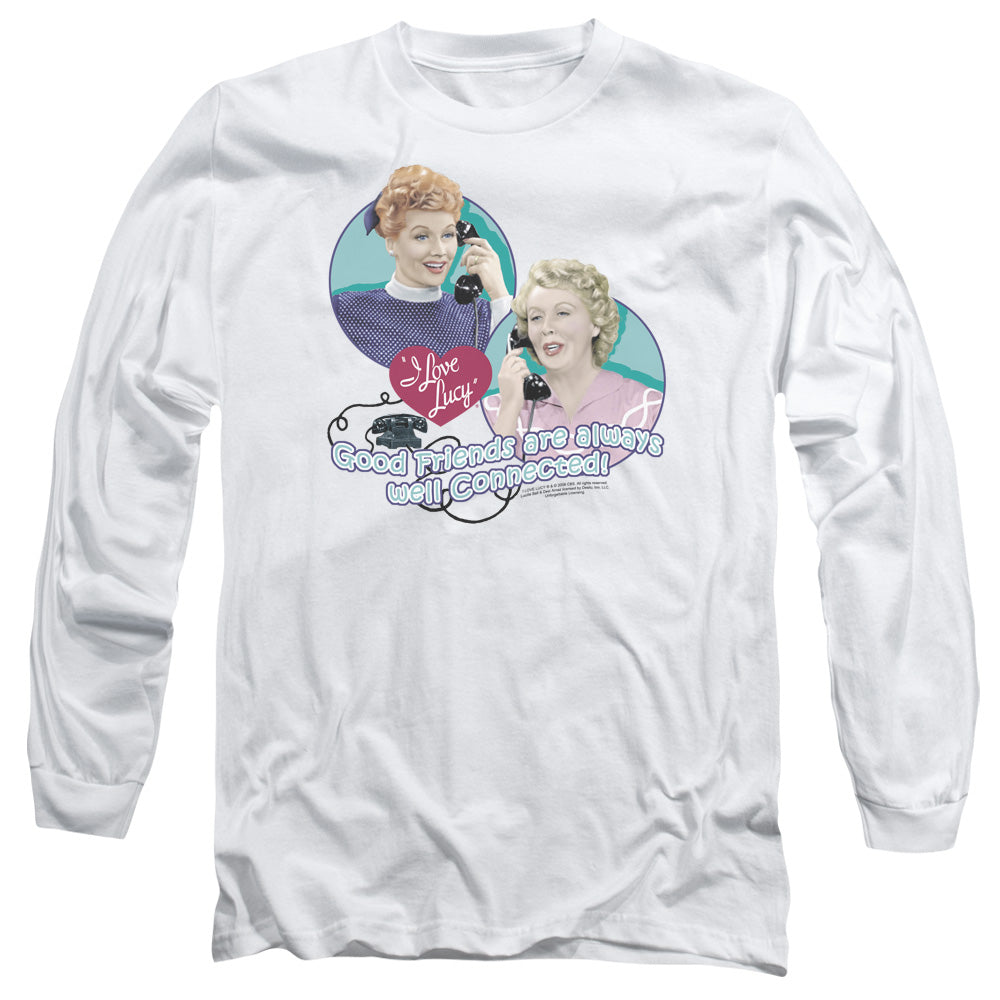 I Love Lucy Always Connected Mens Long Sleeve Shirt White