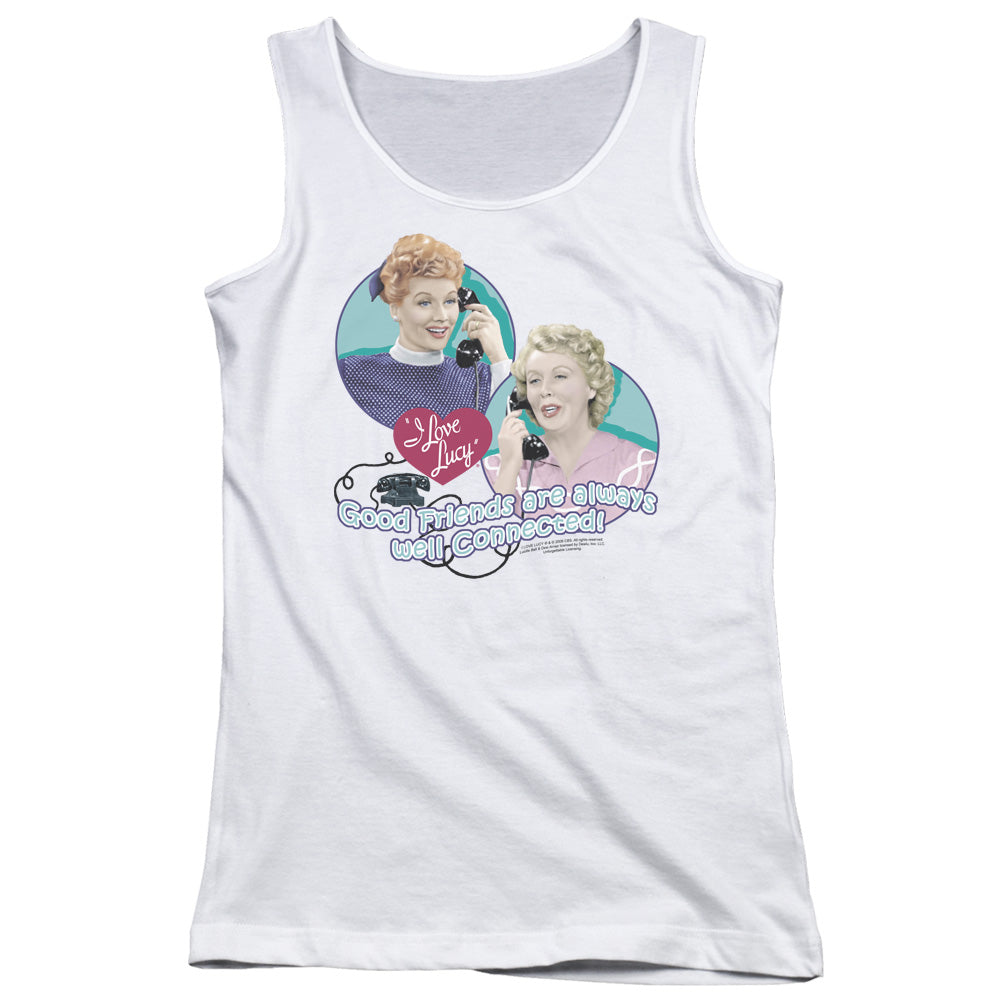 I Love Lucy Always Connected Womens Tank Top Shirt White