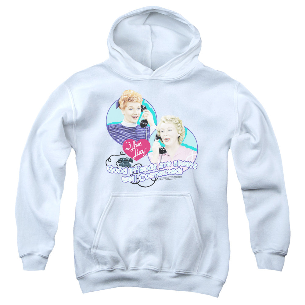 I Love Lucy Always Connected Kids Youth Hoodie White