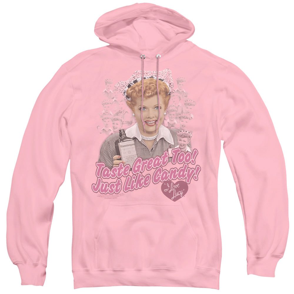 I Love Lucy Tastes Like Candy Mens Hoodie Pink