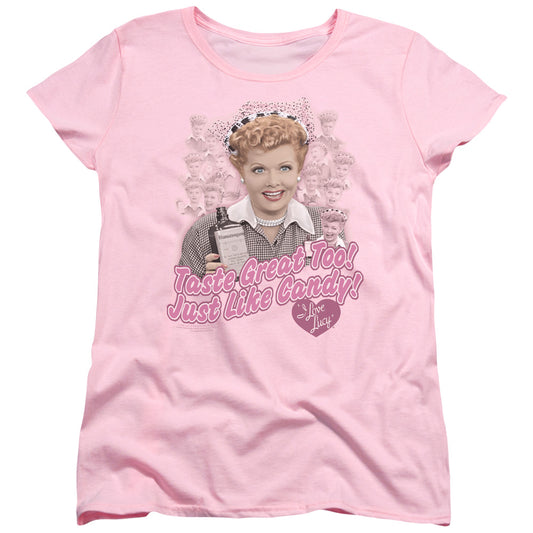 I Love Lucy Tastes Like Candy Womens T Shirt Pink