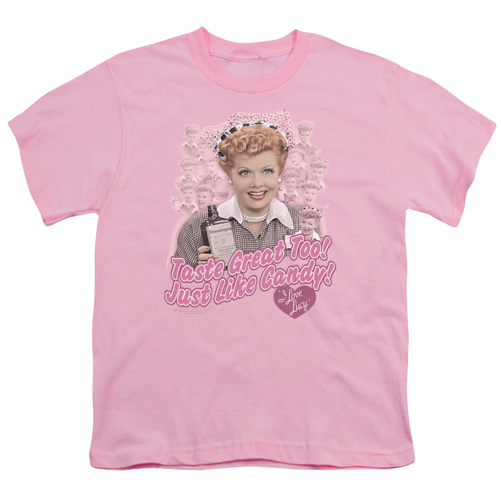 I Love Lucy Tastes Like Candy Kids Youth T Shirt Pink