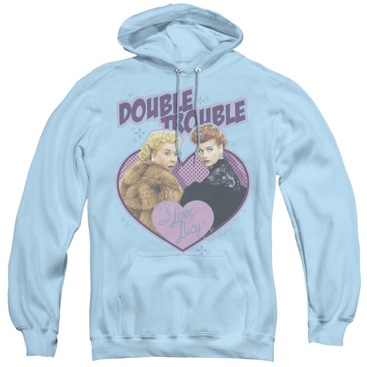 I Love Lucy Double Trouble Mens Hoodie Light Blue