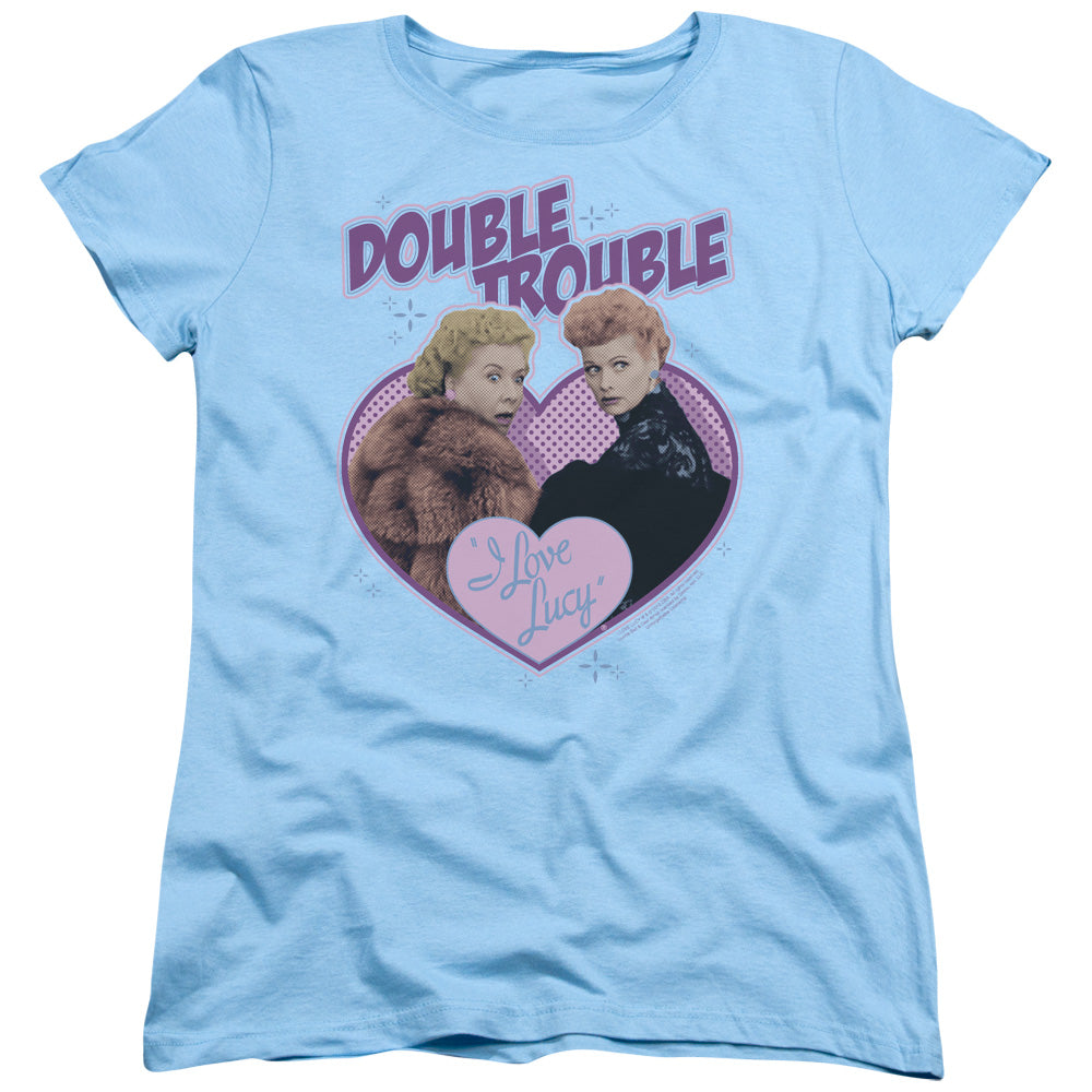 I Love Lucy Double Trouble Womens T Shirt Light Blue