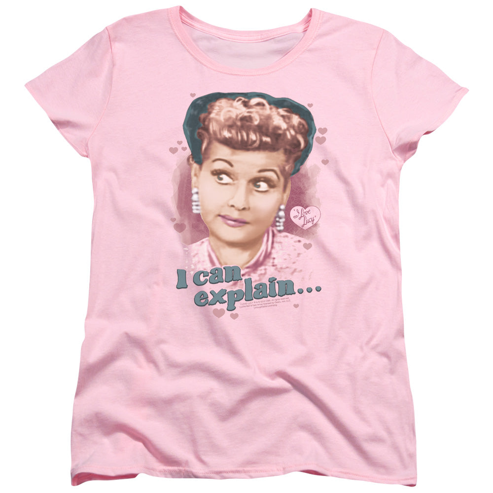 I Love Lucy I Can Explain Womens T Shirt Pink