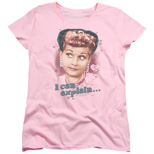 I Love Lucy I Can Explain Womens T Shirt Pink