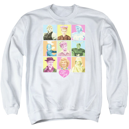 I Love Lucy So Many Faces Mens Crewneck Sweatshirt White