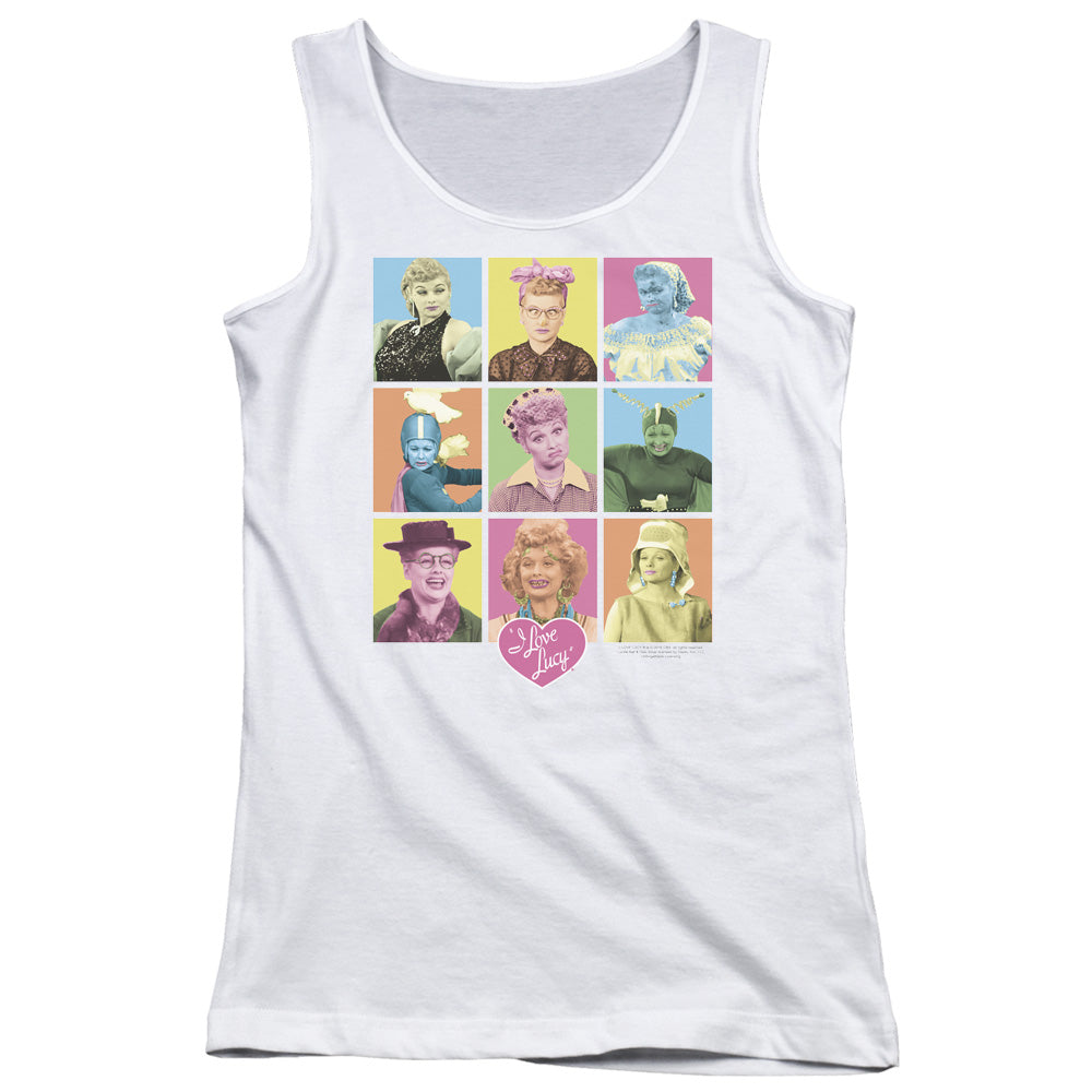 I Love Lucy So Many Faces Womens Tank Top Shirt White