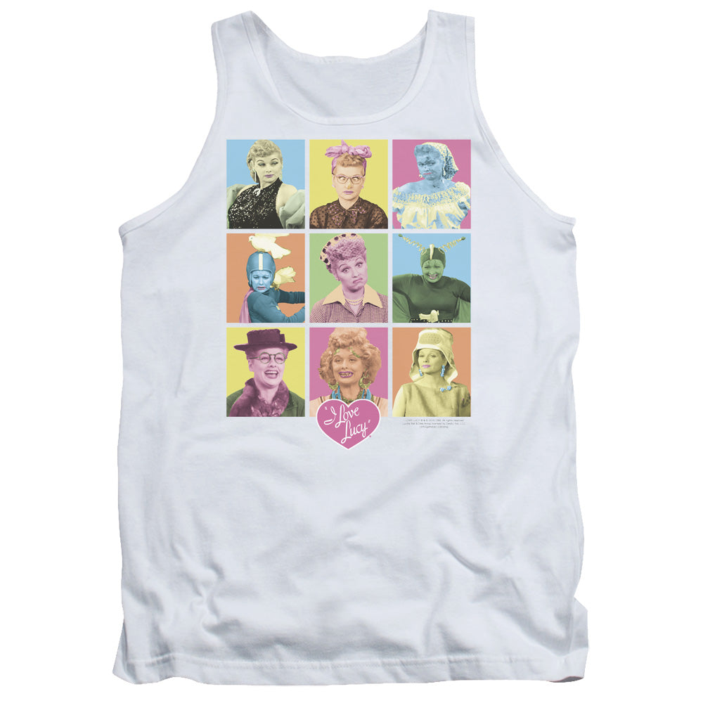 I Love Lucy So Many Faces Mens Tank Top Shirt White