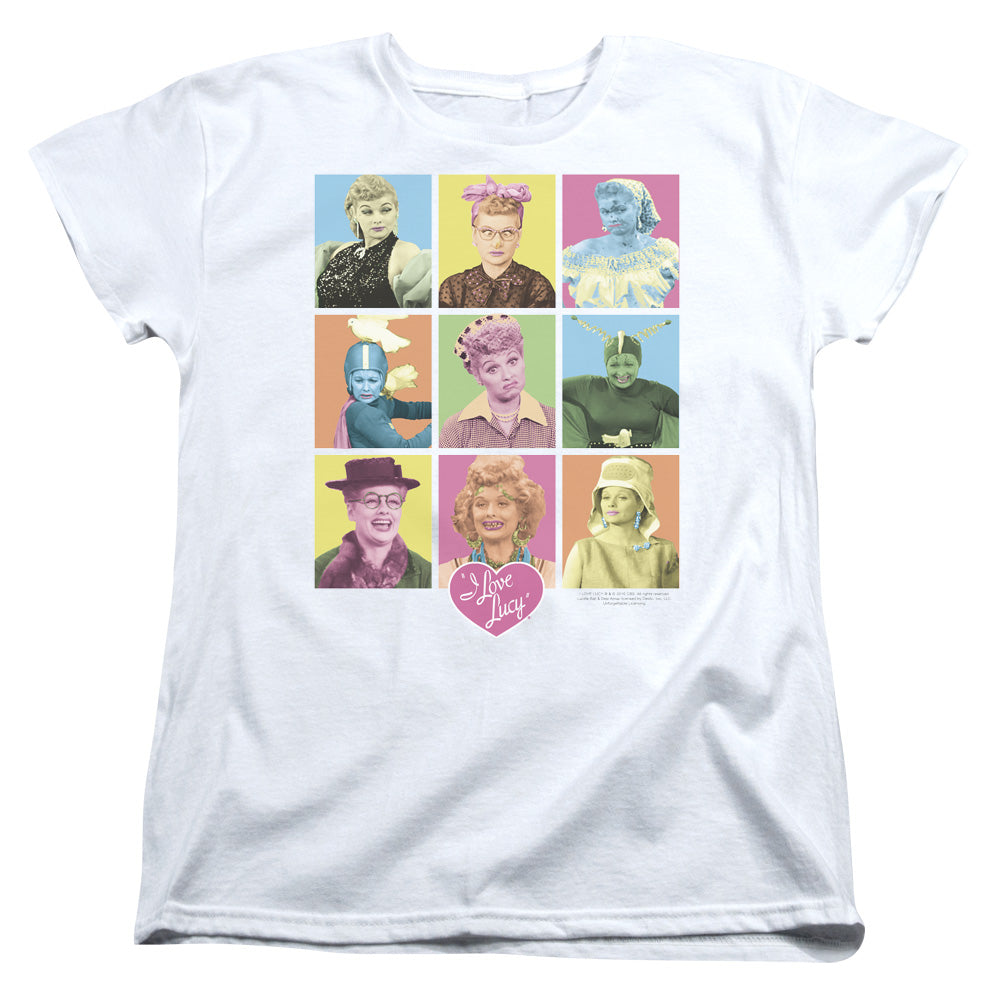 I Love Lucy So Many Faces Womens T Shirt White