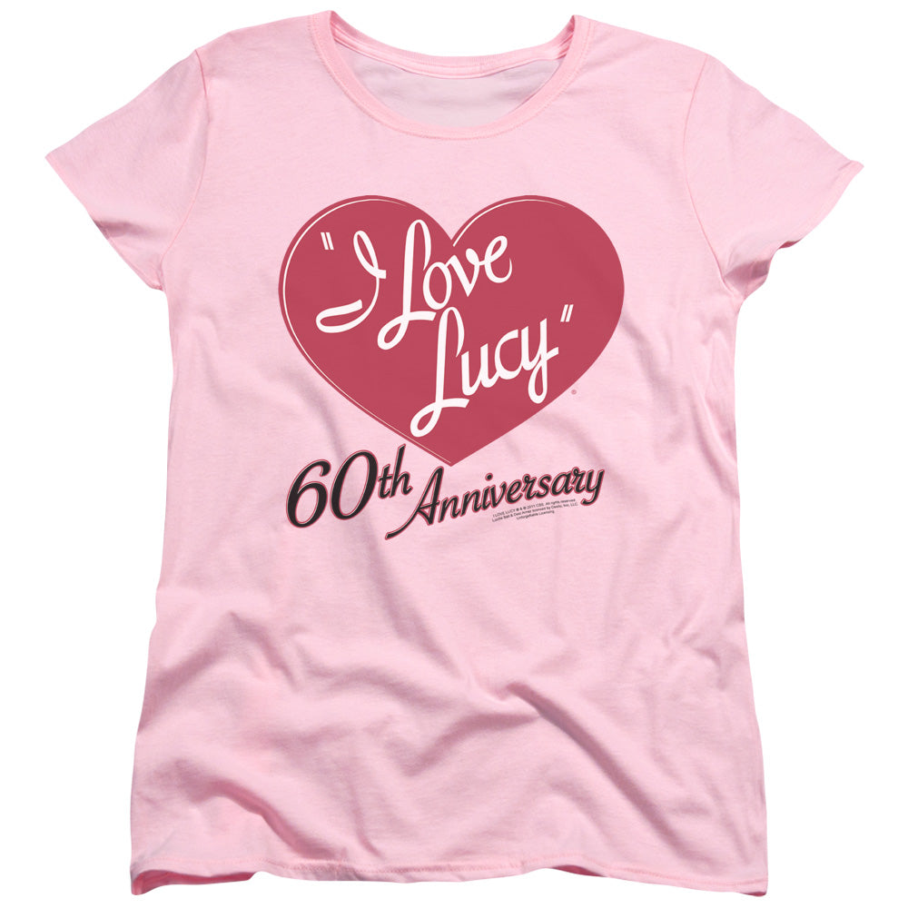 I Love Lucy 60th Anniversary Womens T Shirt Pink
