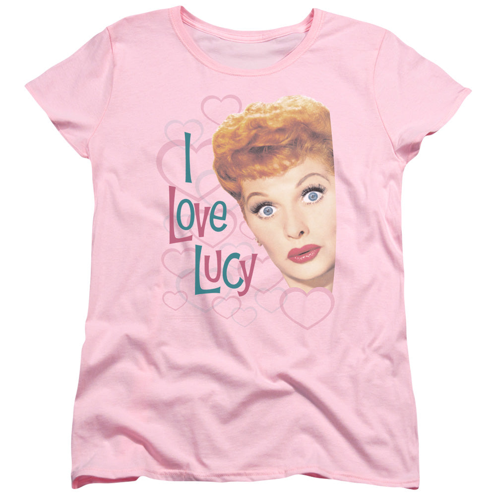 I Love Lucy Hollywood Open Hearts Womens T Shirt Pink