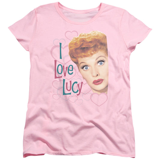 I Love Lucy Hollywood Open Hearts Womens T Shirt Pink
