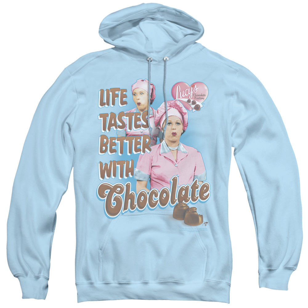 I Love Lucy Better With Chocolate Mens Hoodie Light Blue