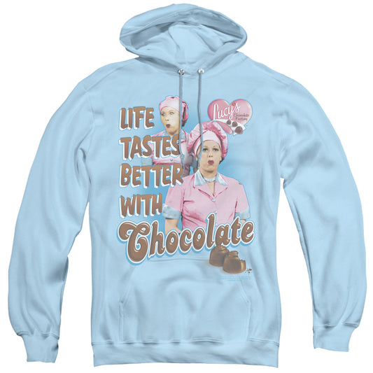 I Love Lucy Better With Chocolate Mens Hoodie Light Blue