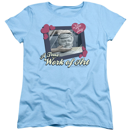 I Love Lucy Work of Art Womens T Shirt Light Blue