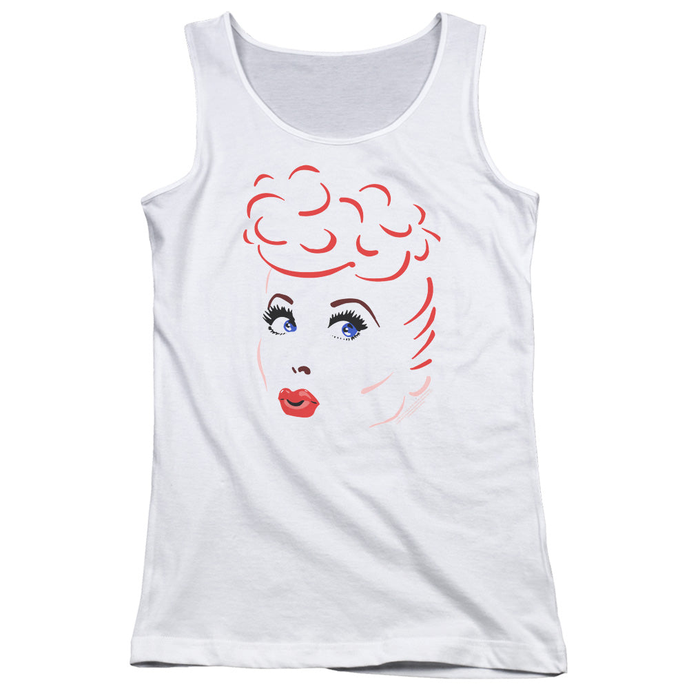 I Love Lucy Lines Face Womens Tank Top Shirt White