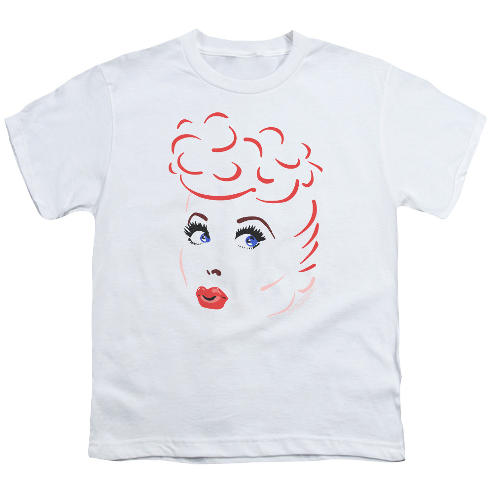 I Love Lucy Lines Face Kids Youth T Shirt White