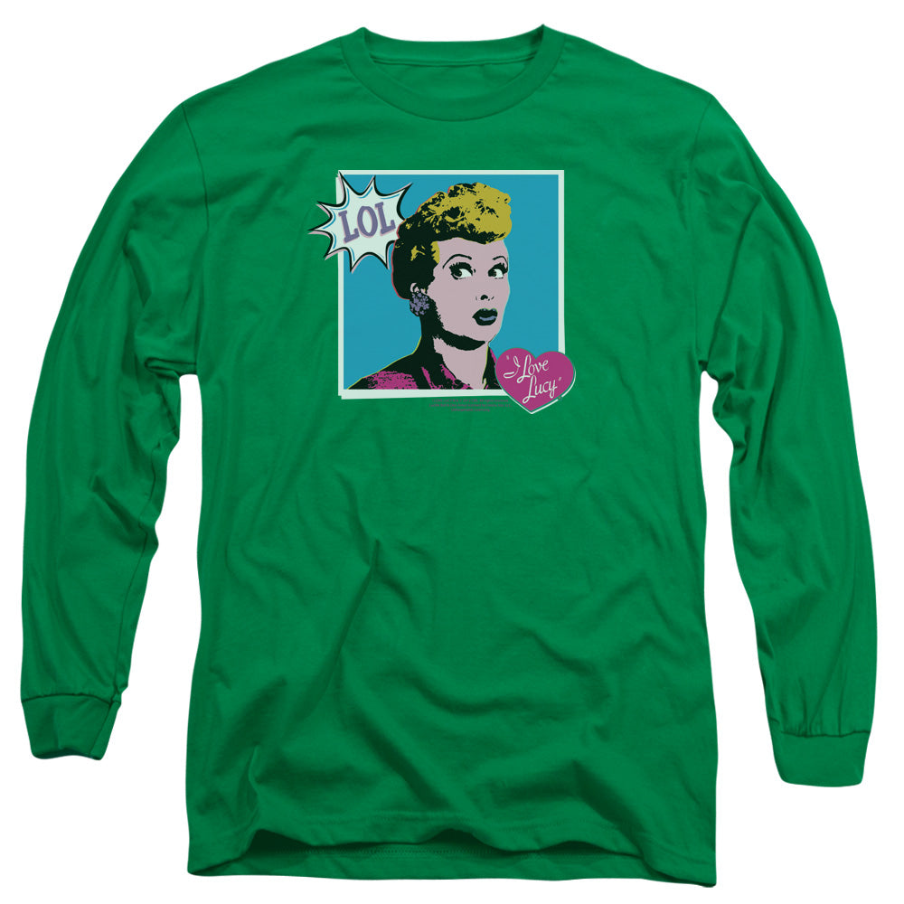 I Love Lucy I Love Worhol Lol Mens Long Sleeve Shirt Kelly Green
