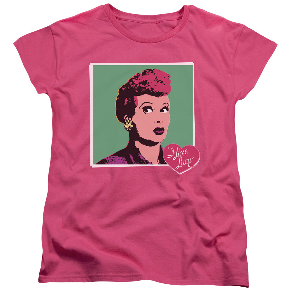 I Love Lucy I Love Worhol Womens T Shirt Hot Pink