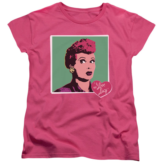 I Love Lucy I Love Worhol Womens T Shirt Hot Pink