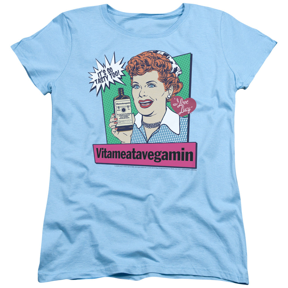 I Love Lucy Vita Comic Womens T Shirt Light Blue