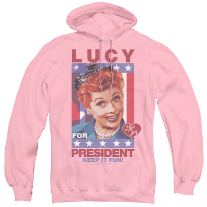 I Love Lucy for President Mens Hoodie Pink
