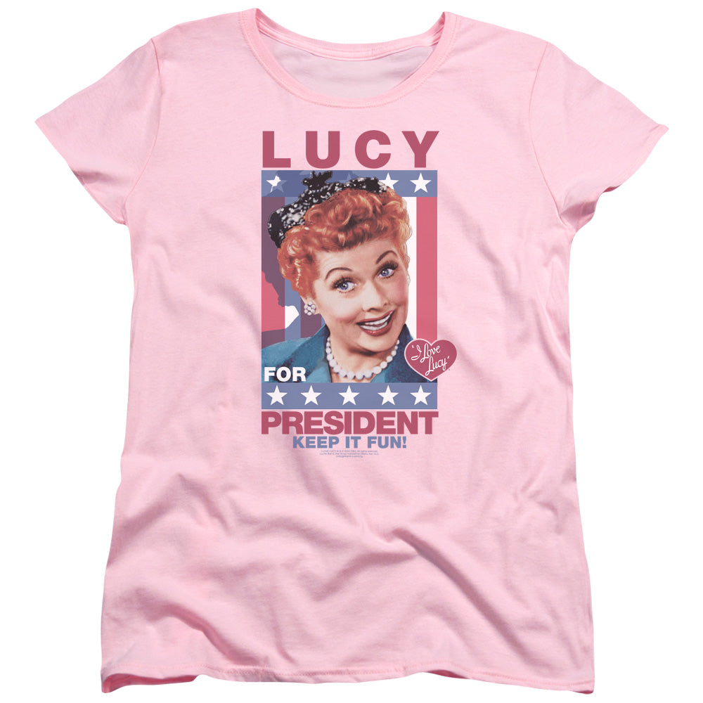 I Love Lucy for President Womens T Shirt Pink