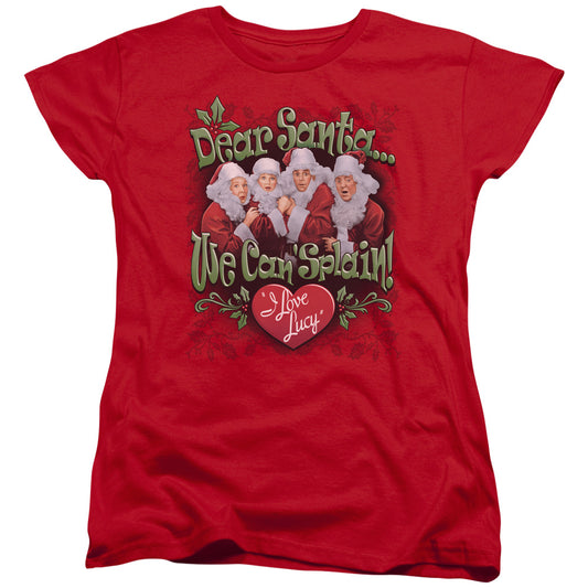 I Love Lucy Dear Santa Womens T Shirt Red