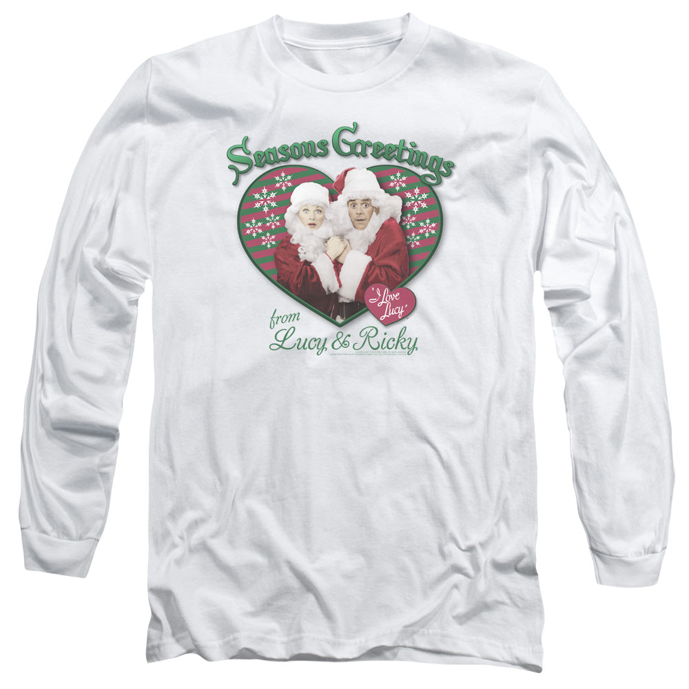 I Love Lucy Seasons Greetings Mens Long Sleeve Shirt White