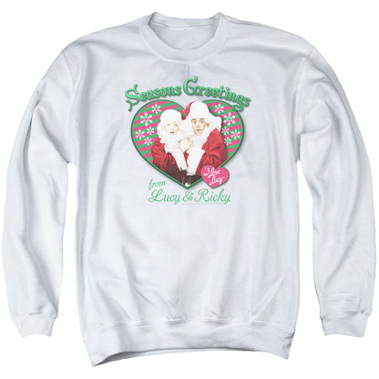I Love Lucy Seasons Greetings Mens Crewneck Sweatshirt White