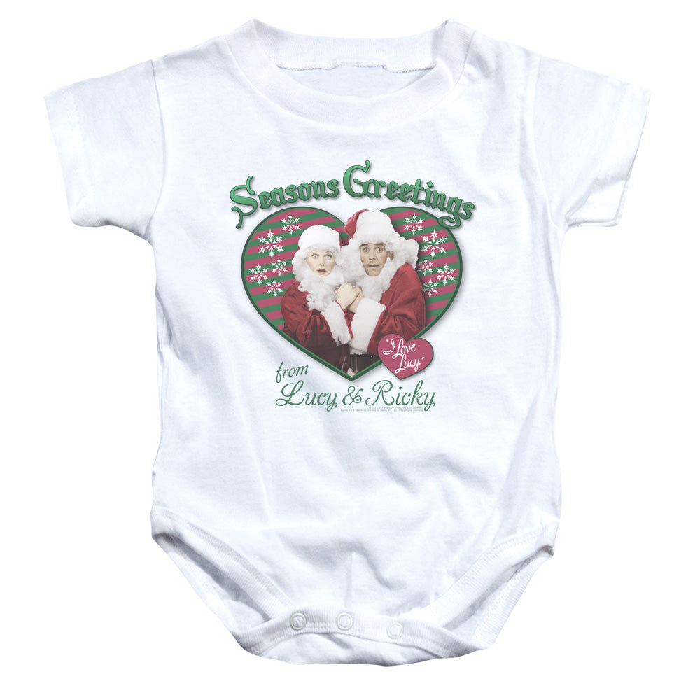 I Love Lucy Seasons Greetings Infant Baby Snapsuit White 