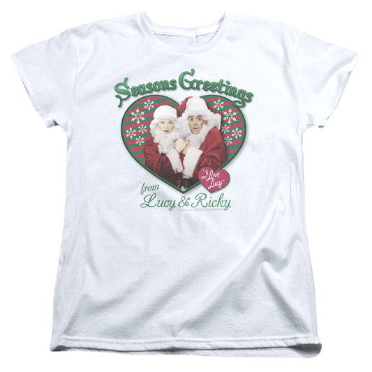 I Love Lucy Seasons Greetings Womens T Shirt White