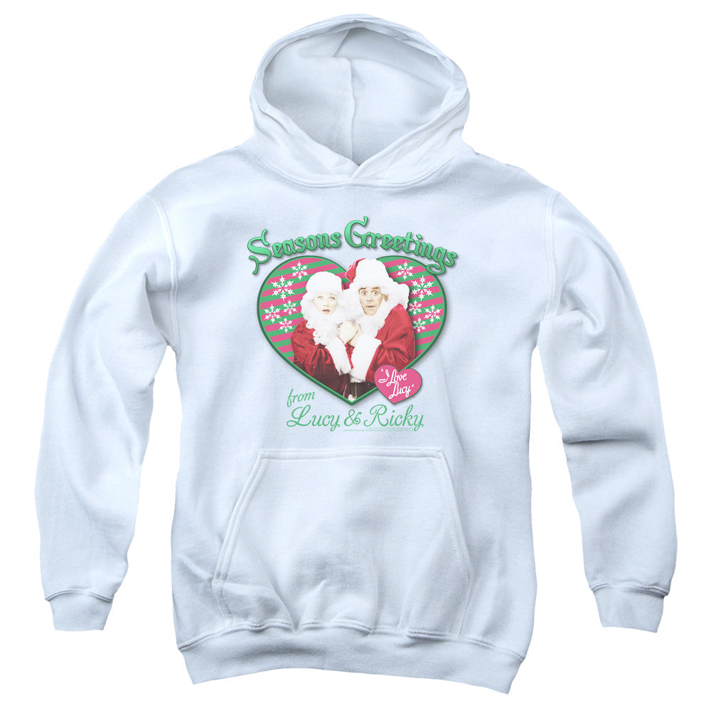 I Love Lucy Seasons Greetings Kids Youth Hoodie White