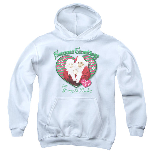I Love Lucy Seasons Greetings Kids Youth Hoodie White