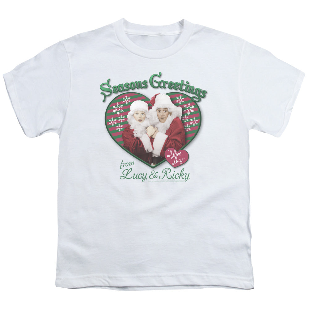 I Love Lucy Seasons Greetings Kids Youth T Shirt White
