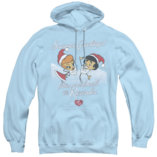 I Love Lucy Animated Christmas Mens Hoodie Light Blue