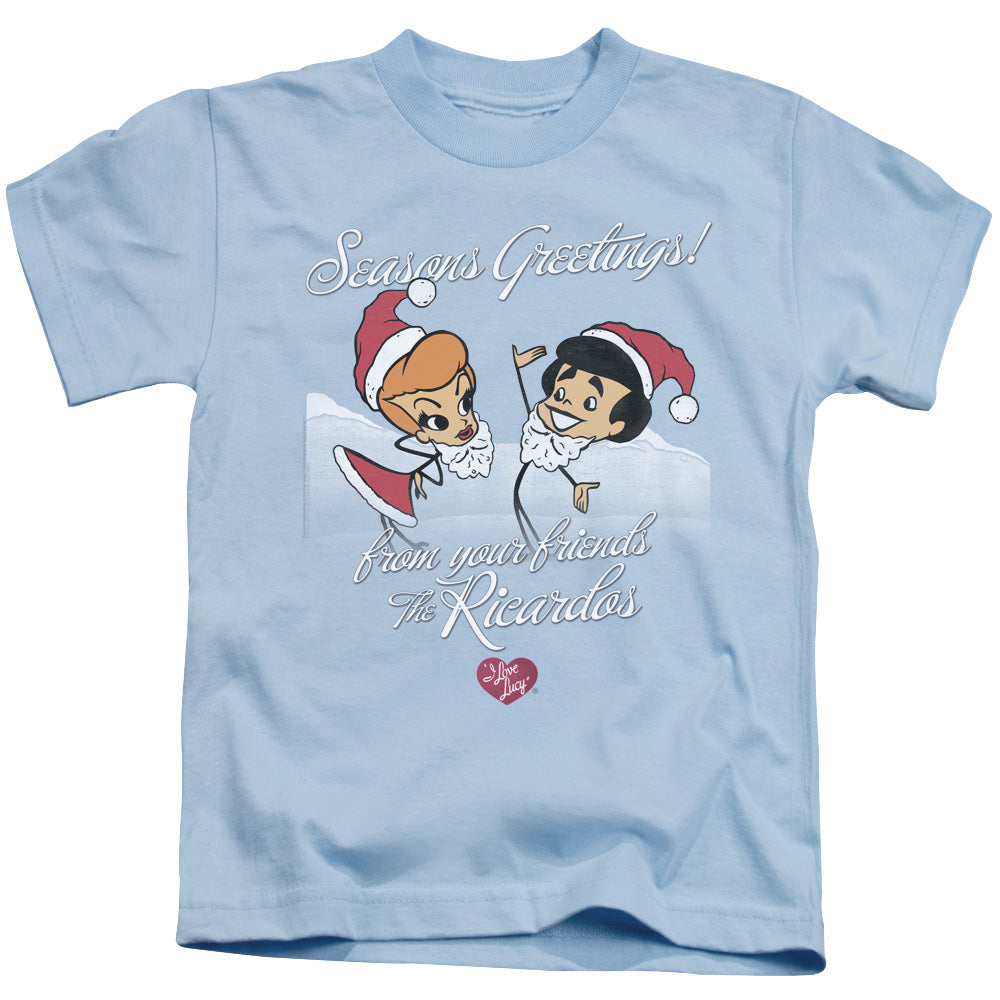 I Love Lucy Animated Christmas Juvenile Kids Youth T Shirt Light Blue